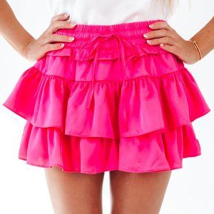 Day + Moon Pink Ruffle Tiered Skirt & Skort